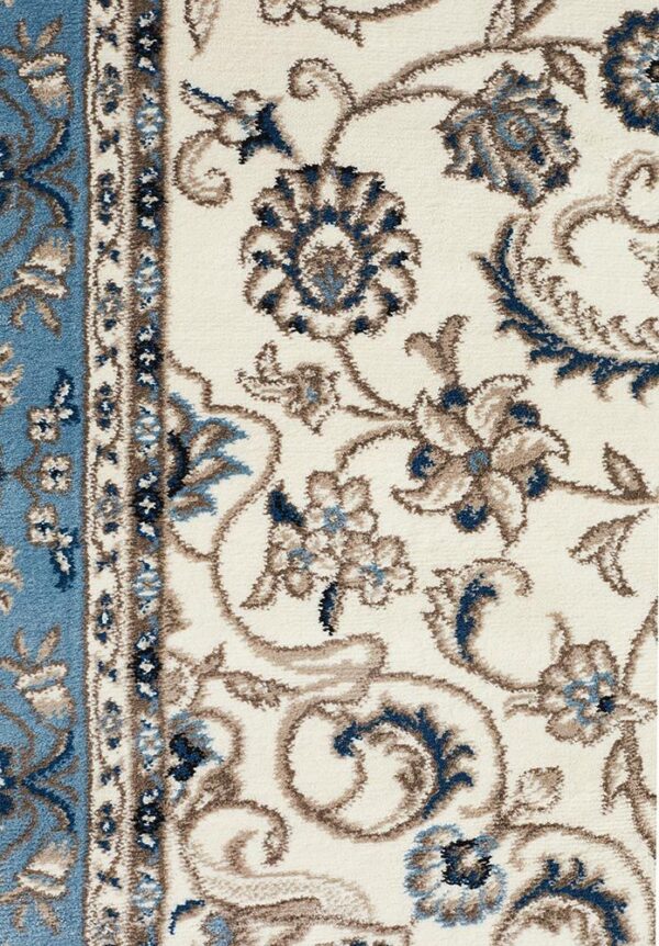 Blue Traditional Rug Colour White With Blue Border