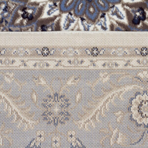 Traditional Rug Colour White With Blue Border Backing