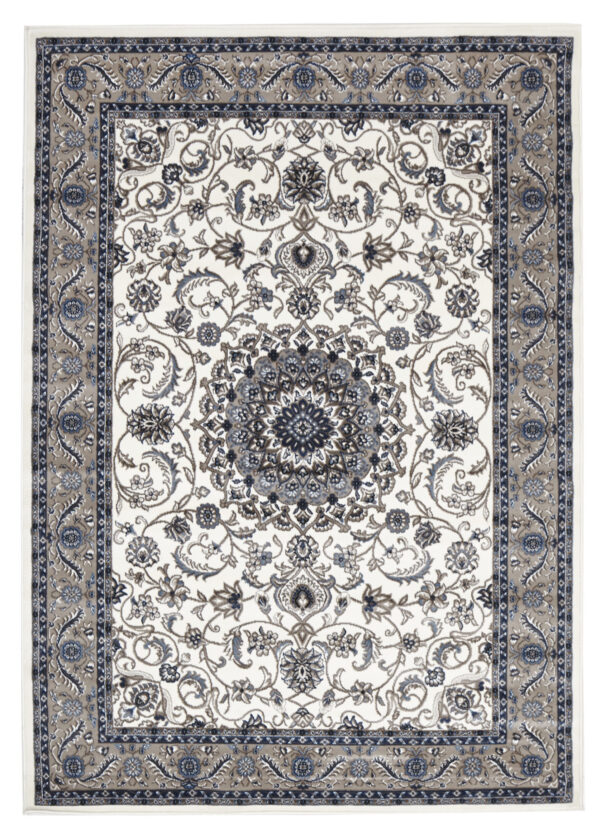 Traditional Rug | Colour White With Beige Border Backing Full