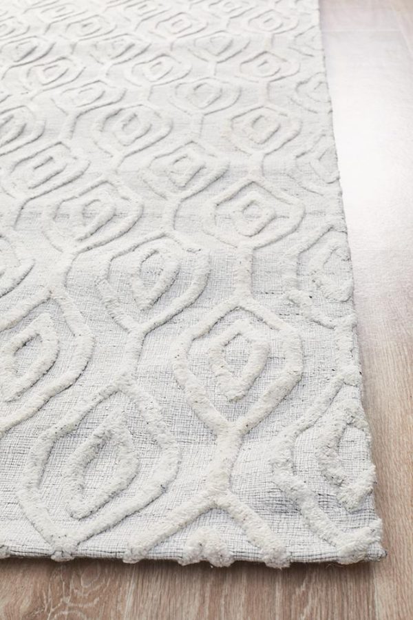 White Hand Loomed Modern Rug