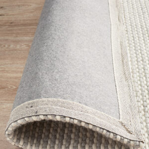 Viscose Wool Striped Grey White Rug Backing Of Rug