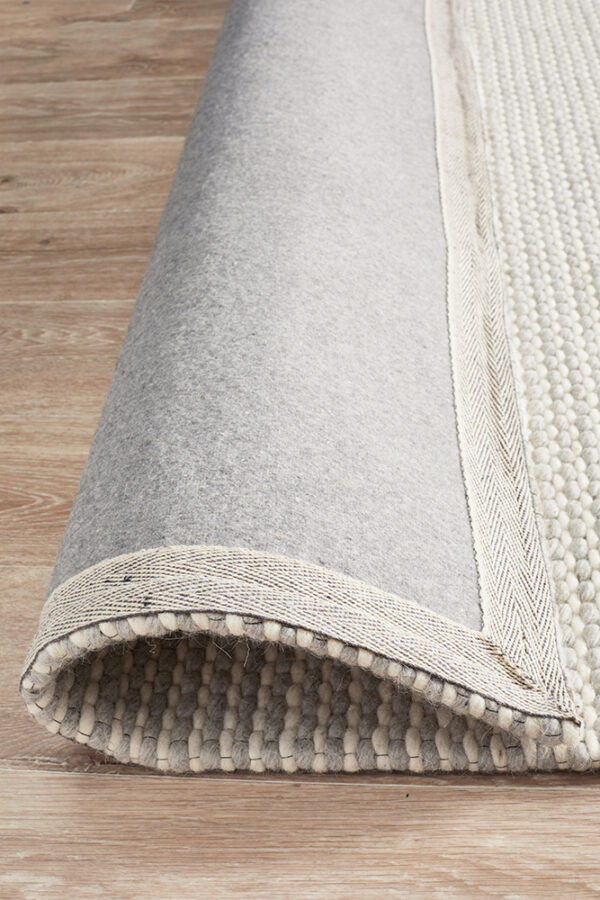 Viscose Wool Striped Grey White Rug Backing Of Rug