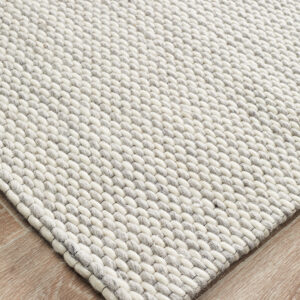 Viscose Wool Striped Grey White Rug Corner Profile