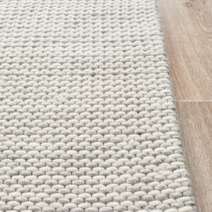 Viscose Wool Striped Grey White Rug Profile