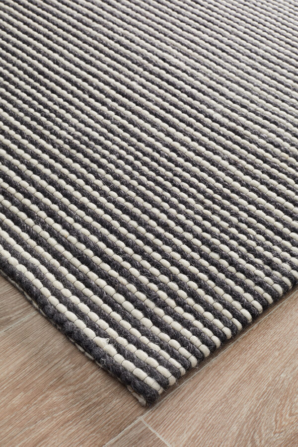 Viscose Wool Striped Rug Corner Photo