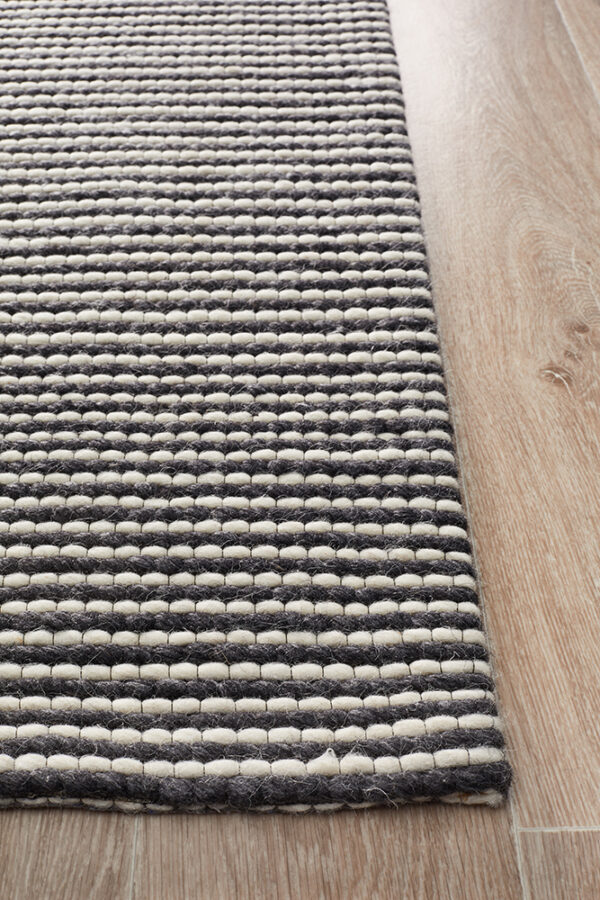 Viscose Wool Striped Rug Side Profile