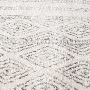 White Grey | Tribal Area Rug Round Close