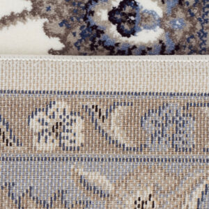 White Rug Light Blue Border Rug Backing