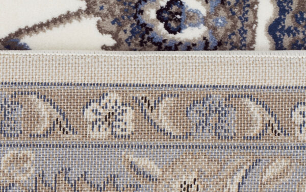 White Rug Light Blue Border Rug Backing