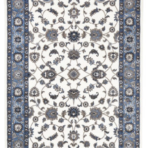 White Rug Light Blue Border Rug Full
