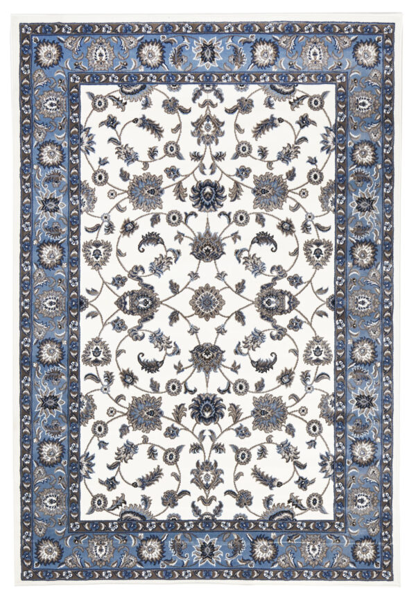 White Rug Light Blue Border Rug Full