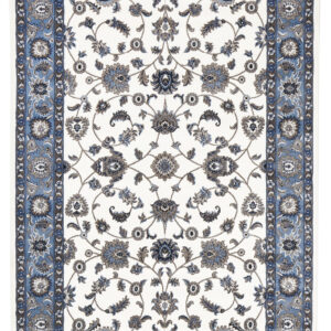 White Rug Light Blue Border Rug Full