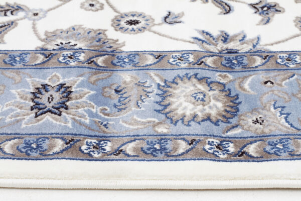 White Rug Light Blue Border Rug