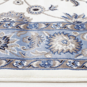 White Rug Light Blue Border Rug
