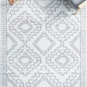 White Pattern Shag Rug