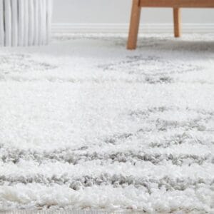 White Design Shag Pile Rug