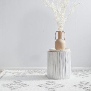 White Design Shag Pile Rug