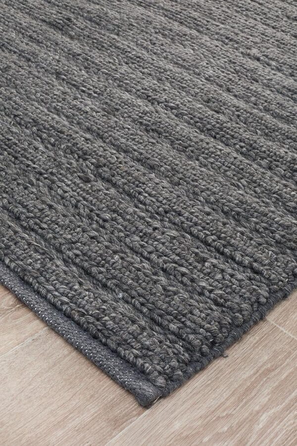 Handwoven Charcoal Rug End Of Rug