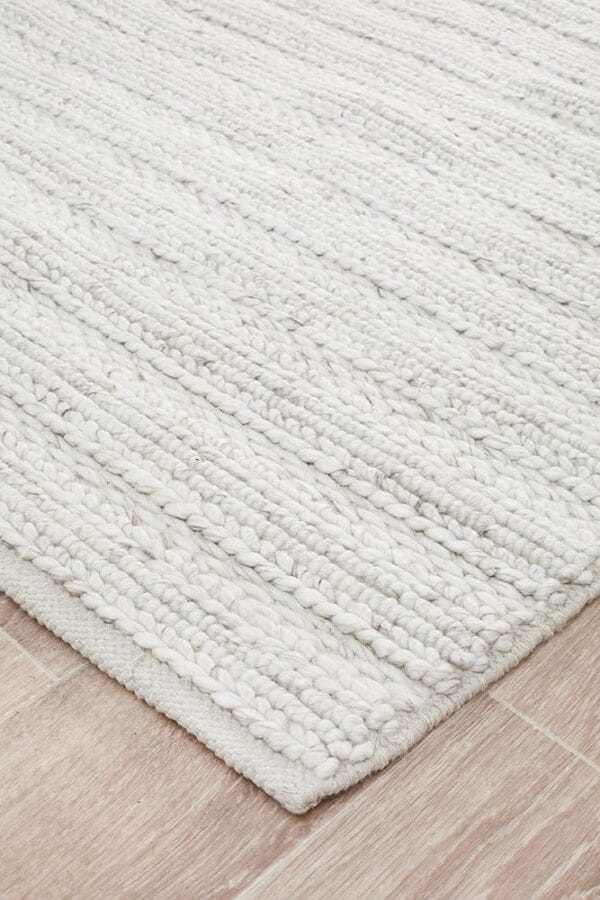 Handwoven Ivory Rug Corner Profile