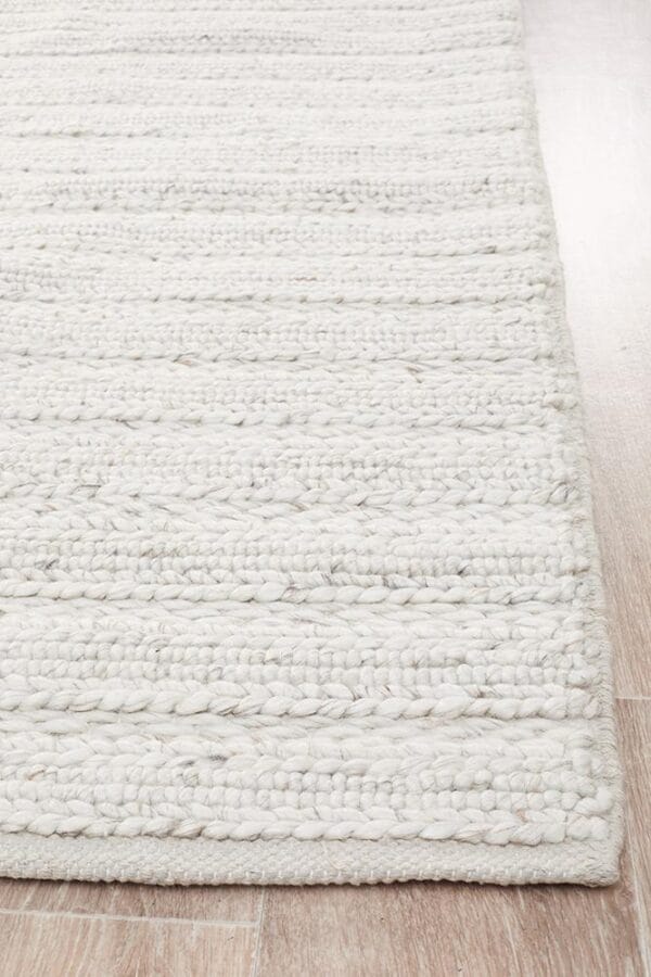Handwoven Ivory Rug Side Profile
