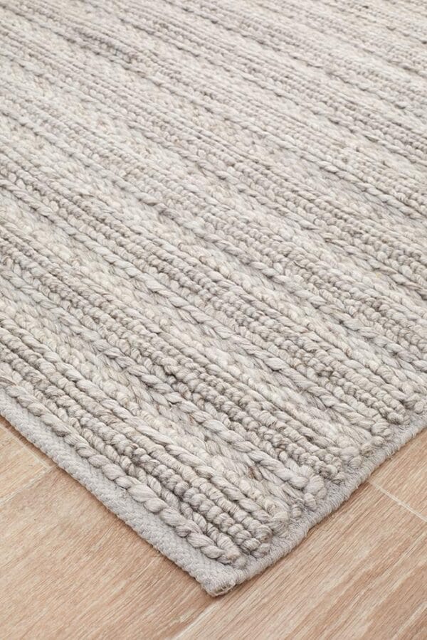 Handwoven Silver Rug corner design