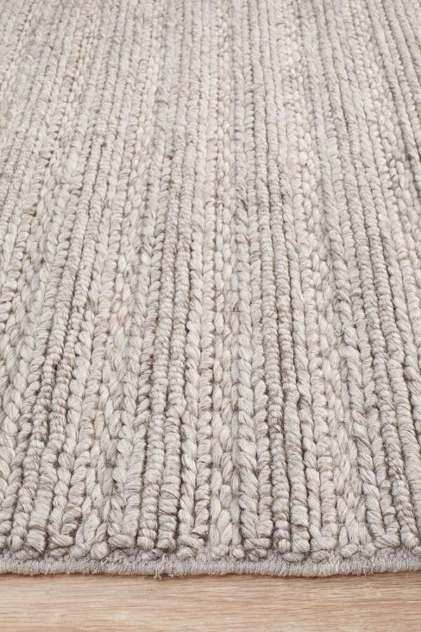 Handwoven Silver Rug Pile Profile