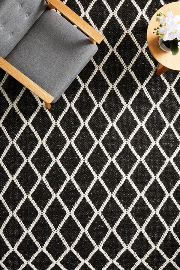 Black White Wool Blend Rug Black White Wool Blend Rug