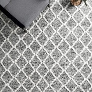 Grey White Wool Blend Rug Design