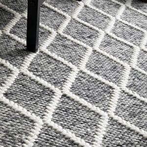 Grey White Wool Blend Rug Profile Pattern