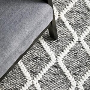 Grey White Wool Blend Rug Close up Photo