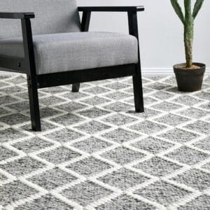 Grey White Wool Blend Rug