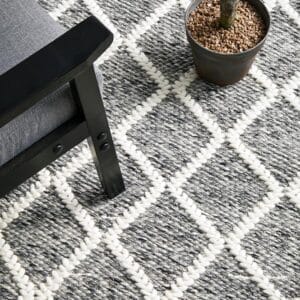 Grey White Wool Blend Rug Profile