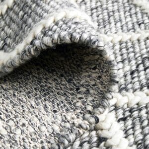 Grey White Wool Blend Rug Backing of rug