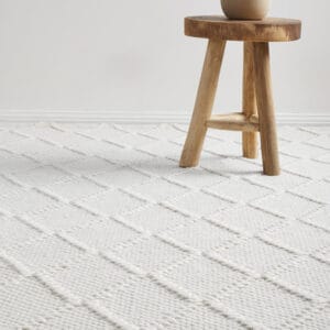 White Wool Blend Rug Close up photo