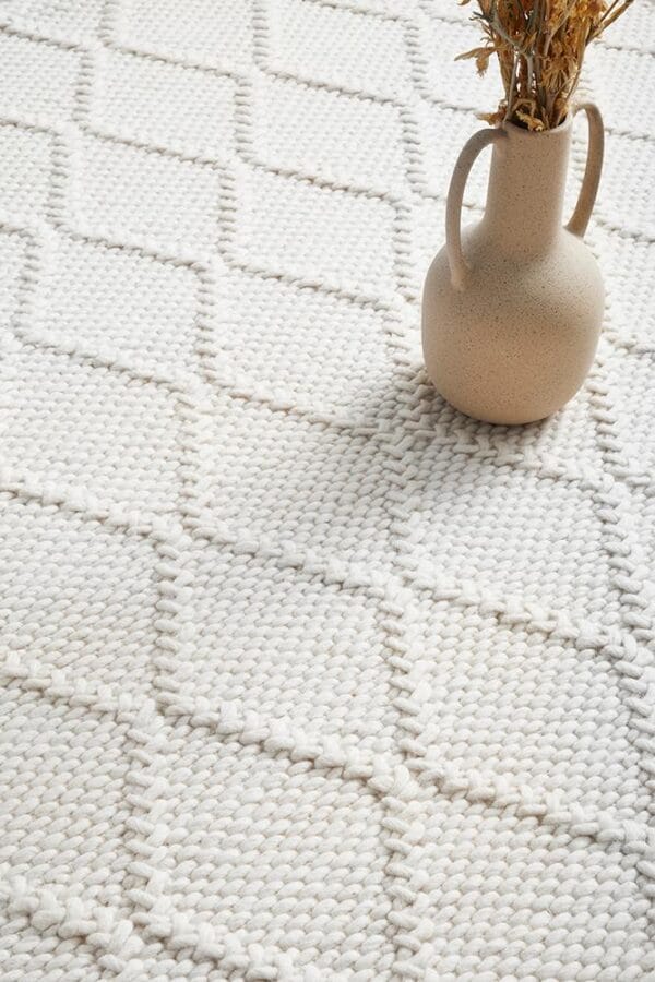 White Wool Blend Rug