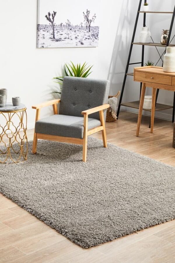 Silver Shag Pile Rug