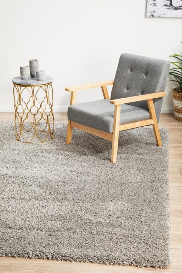Silver Shag Pile Rug