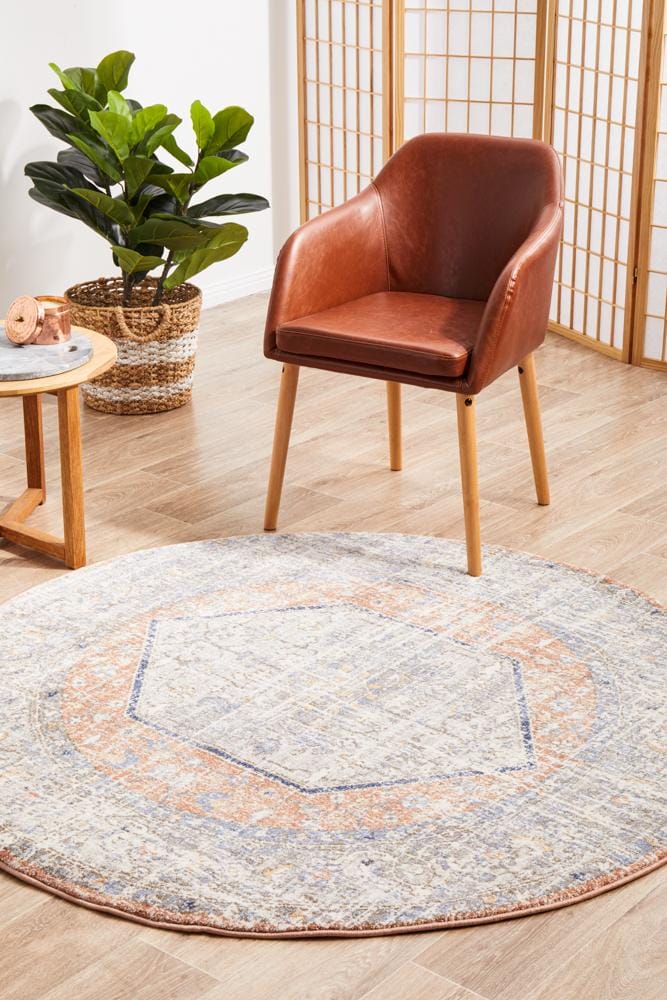 Stonewashed Peach Design Rug | Carpet Capers | Muted Palette.