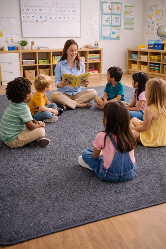 classroom carpet mat used for story time learning area