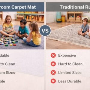 classroom carpet mat vs traditional rug comparison for schools and kindergartens