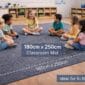 large classroom carpet mat 180cm x 250cm with children sitting in learning circle