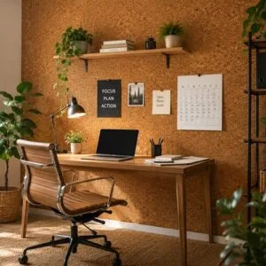 Natural Cork Feature Wall for Home Offices Cork Rolls Australia