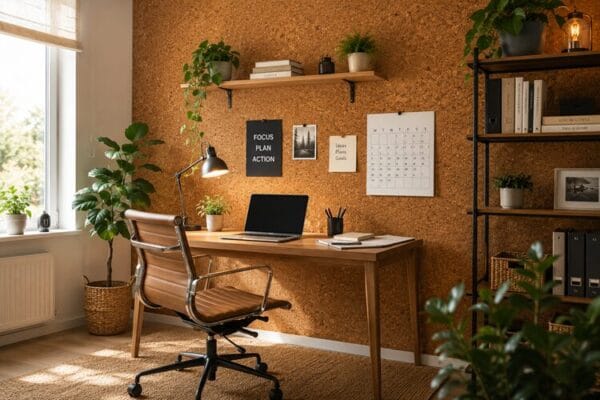 Natural Cork Feature Wall for Home Offices Cork Rolls Australia