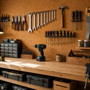 Natural Cork Workshop Wall for Tool Storage & Organisation