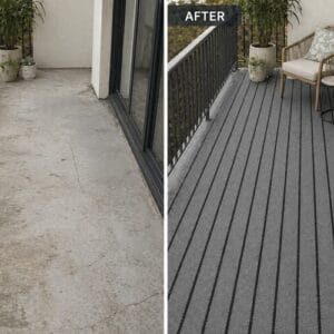 Patio carpet Before and after