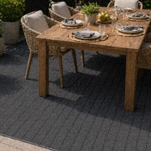 Patio carpet in outdoor seting colour Charcoal Black