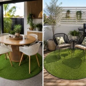 Round Outdoor Grass Mat Under Patio Dining Setting Carpet Capers