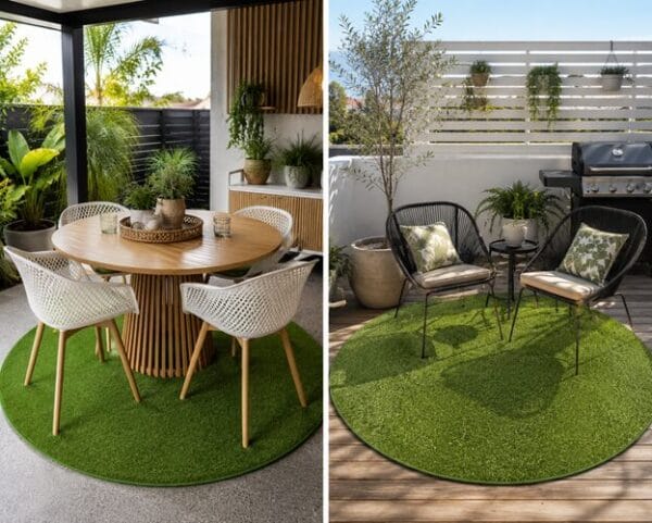 Round Outdoor Grass Mat Under Patio Dining Setting Carpet Capers